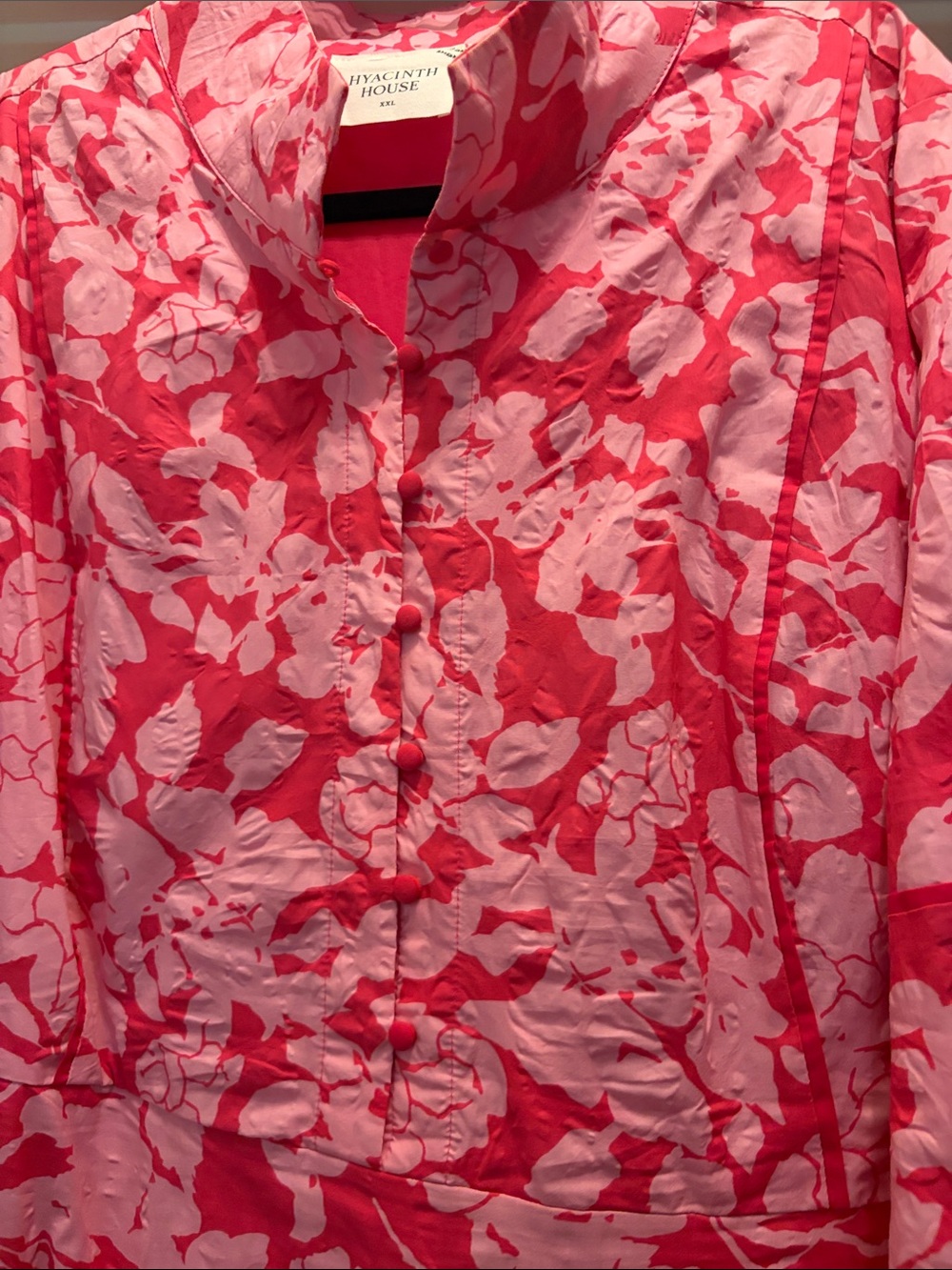 Floral Pink Button-Front Midi Dress with Puff Sleeves - Picture 7 of 8